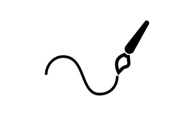 Paint brush icon flat. Grey symbol illustration isolated on white background - Illustration 