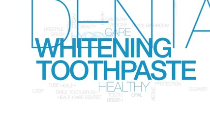Whitening toothpaste animated word cloud, text design animation. Kinetic typography.