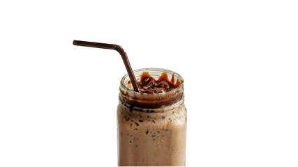 A glass of Iced chocolate on white background