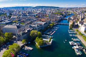 Fototapeta premium Aerial view of Zurich city in Switzerland