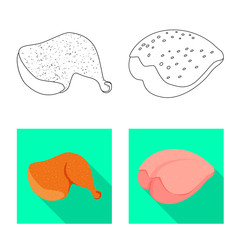 Vector illustration of product and poultry icon. Collection of product and agriculture    stock symbol for web.