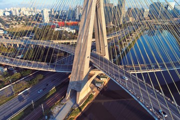 Estaiada's bridge aerial view. São Paulo, Brazil. Business center. Financial Center. Great landscape.