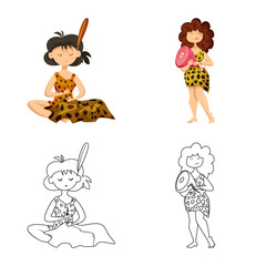 Vector illustration of evolution  and prehistory logo. Collection of evolution  and development  vector icon for stock.