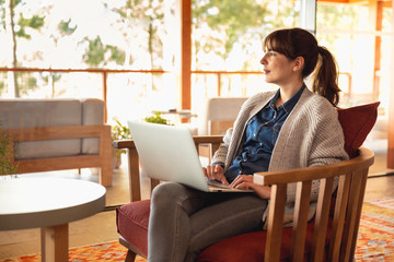 Woman working on a laptop