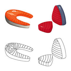 Vector illustration of fresh  and restaurant icon. Set of fresh  and marine   stock symbol for web.