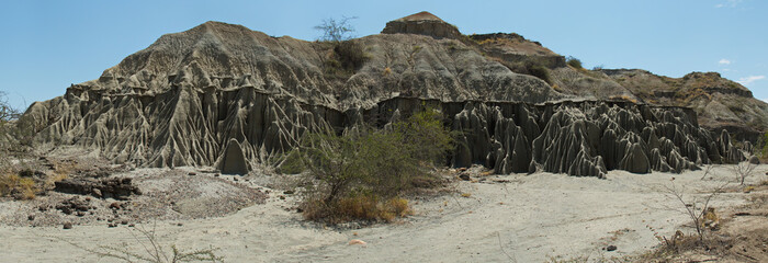 Panoramic sight of the Tatacoa desert part Los Hoyos in Colombia