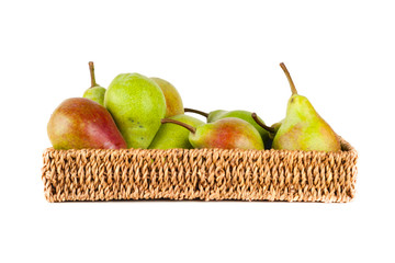 Pears isolated on white background. Copy space for text