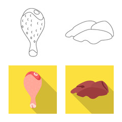 Isolated object of product and poultry icon. Collection of product and agriculture    stock symbol for web.