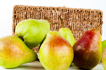 Pears isolated on white background. Copy space for text