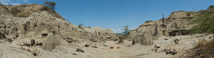 Panoramic sight of the Tatacoa desert part Los Hoyos in Colombia