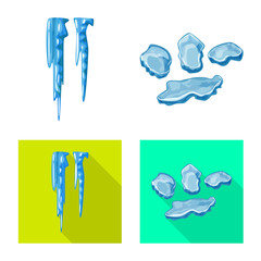 Vector design of texture  and frozen  symbol. Set of texture  and transparent  vector icon for stock.