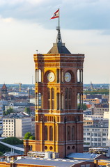 Red Town Hall (Rotes Rathaus) tower on Alexanderplatz, Berlin, Germany