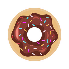 Chocolate Glazed Donut for your design. Vector illustration.