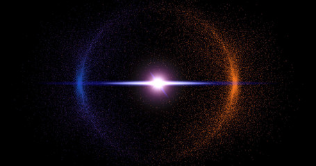 Abstract Glitter Particles In Circle on black background