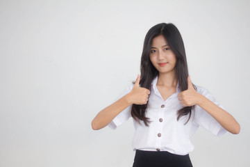 Portrait of thai adult student university uniform beautiful girl excellent