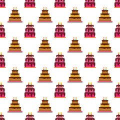 Seamless Pattern with colorful sweet cakes