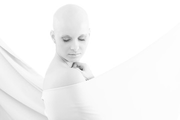 Portrait of bald woman - Breast Cancer Awereness
