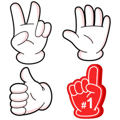 Cartoon hand vector set isolated on a white background.