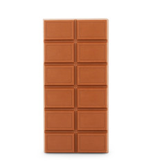A whole bar of chocolate on a white background