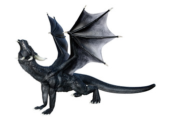 3D Rendering Fairy Tale Dragon on White