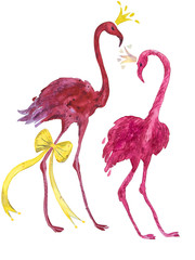 flamingo isolated on white background. Party dans. Set element decoration form animals.