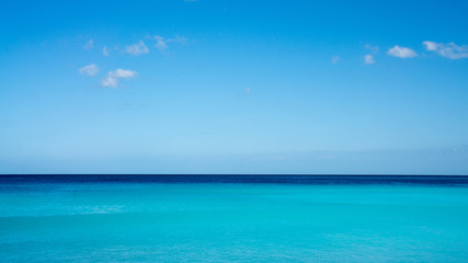 Caribbean sea with a beautiful blue-emerald color in Mexico. 