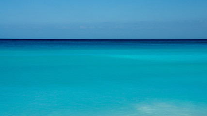 Caribbean sea with a beautiful blue-emerald color in Mexico. 