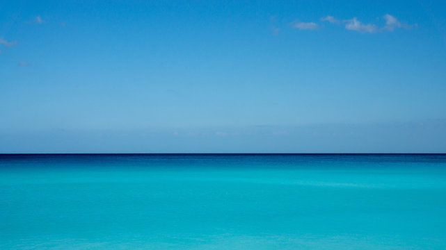 Caribbean sea with a beautiful blue-emerald color in Mexico. 