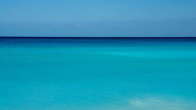 Caribbean sea with a beautiful blue-emerald color in Mexico. 