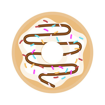 Chocolate Glazed Donut for your design. Vector illustration.