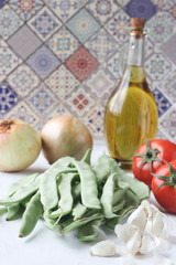 Fresh green bean meal ingredients, Turkish traditional food