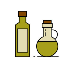 Glass bottle with oil. Isolated vector illustration on white background.