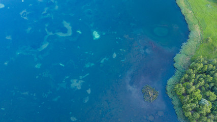 Blue lakes. Underwater world. The view from the height. Tula.