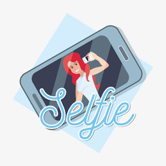 mobile with woman on screen selfie