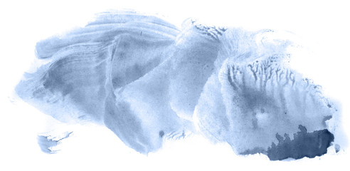 Abstract watercolor background hand-drawn on paper. Volumetric smoke elements. Navy blue color. For design, web, card, text, decoration, surfaces.