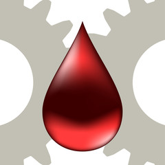 Obraz premium The pair of gears and a drop of oil.