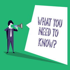 Text sign showing What You Need To Knowquestion. Business photo text Education develops your knowledge and skills