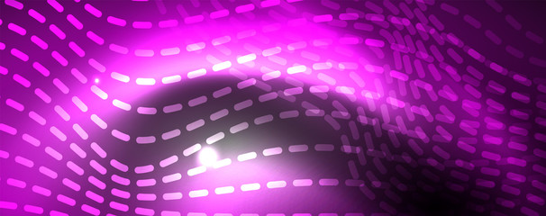 Fototapeta premium Neon vector wave lines abstract background, magic futuristic techno design