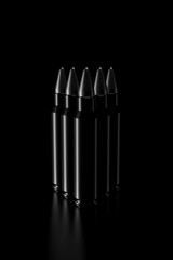 Light and shadow of bullet in the darkness. 3D rendering.