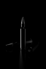 Light and shadow of bullet in the darkness. 3D rendering.