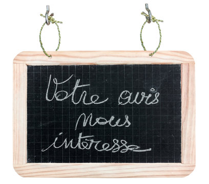 Votre avis nous int&eacute;resse, ardoise suspendue 