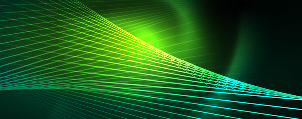 Vector neon light lines concept, abstract background