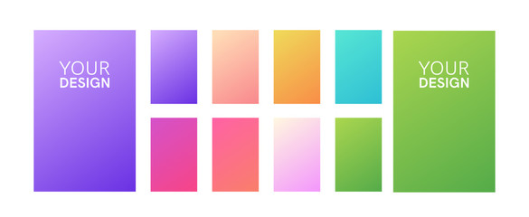 Fototapeta premium Soft color gradients set. Background for app, greeting card, flyer, invitation, poster, brochure, banner. Simple modern design. Retro vibrant palette.