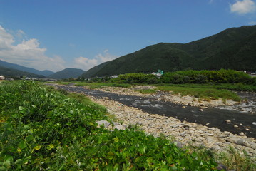 Fototapeta na wymiar 川と河原の風景