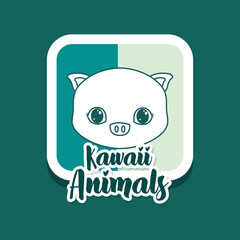 kawaii animals card icon vector ilustration