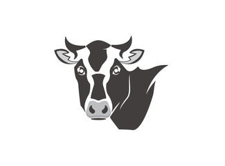 cow head dairy for logo design illustration vector