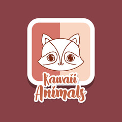 kawaii animals card icon vector ilustration