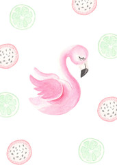  Watercolor summer illustration. Set of summer things. Summer card. Rest and travel.