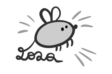 Mouse rat hand drawn year 2020 symbol in cartoon style illustration