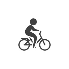 Man riding bike vector icon. filled flat sign for mobile concept and web design. Man on Bicycle glyph icon. Biking symbol, logo illustration. Vector graphics